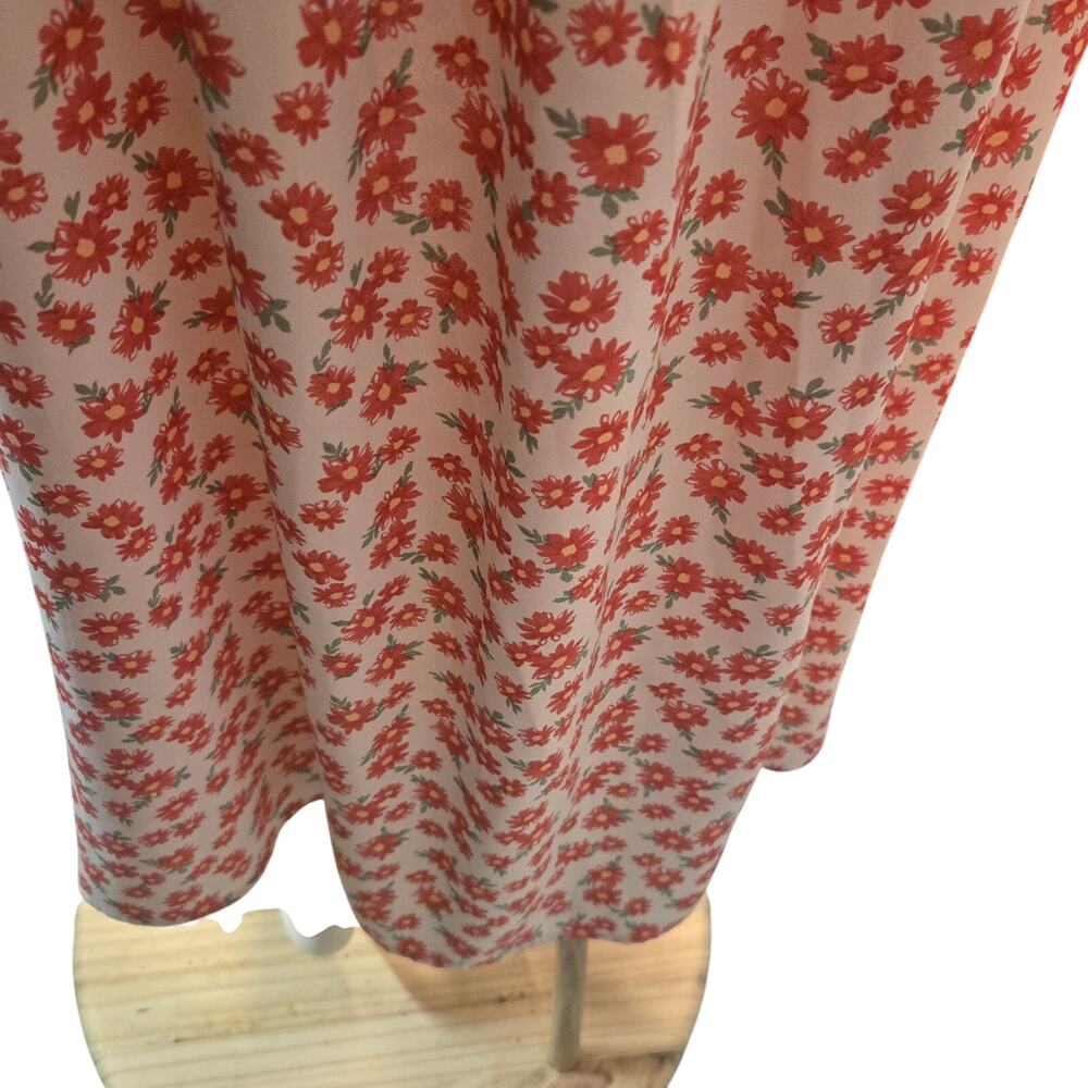Y2K VTG Pink Floral Dress Milkmaid Cottage Core 90s Feminine Midi XL - Picture 8 of 11